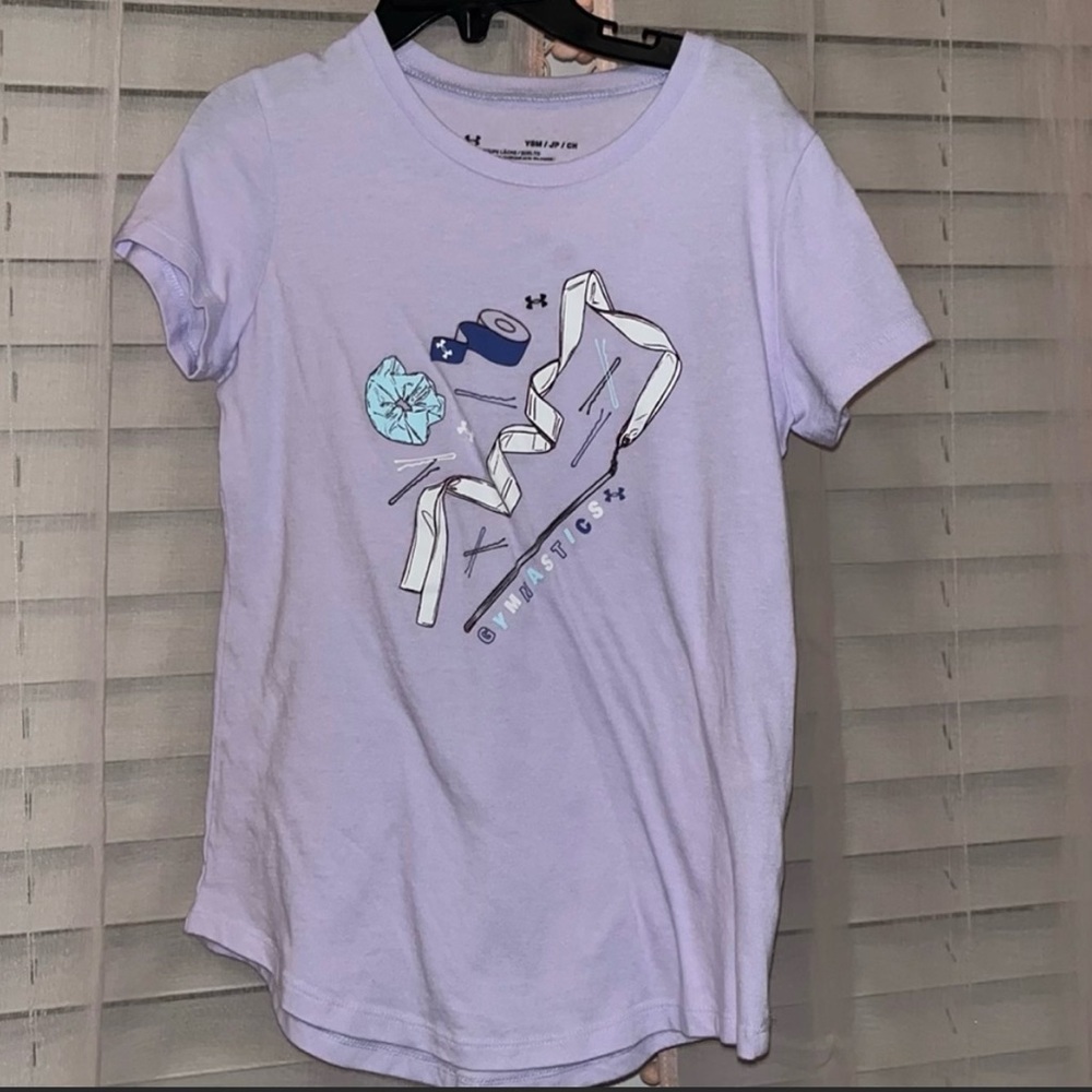 Under Armour Girls Gymnastics Purple T-Shirt Short Sleeve Youth Small